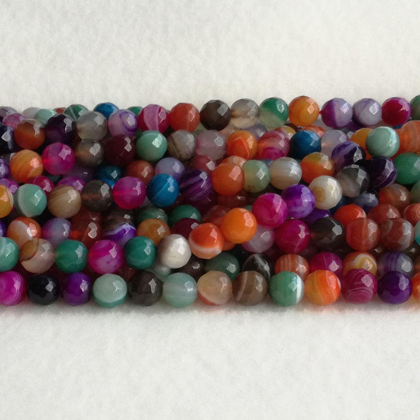 Colorful Agate faceted  9.5-10 mm - rope 38 cm KA04