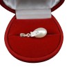 Pendant with a real white pearl decorated with a silver leaf PW25-1