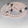 Rosary made of round white pearls with silver elements PRN13-B