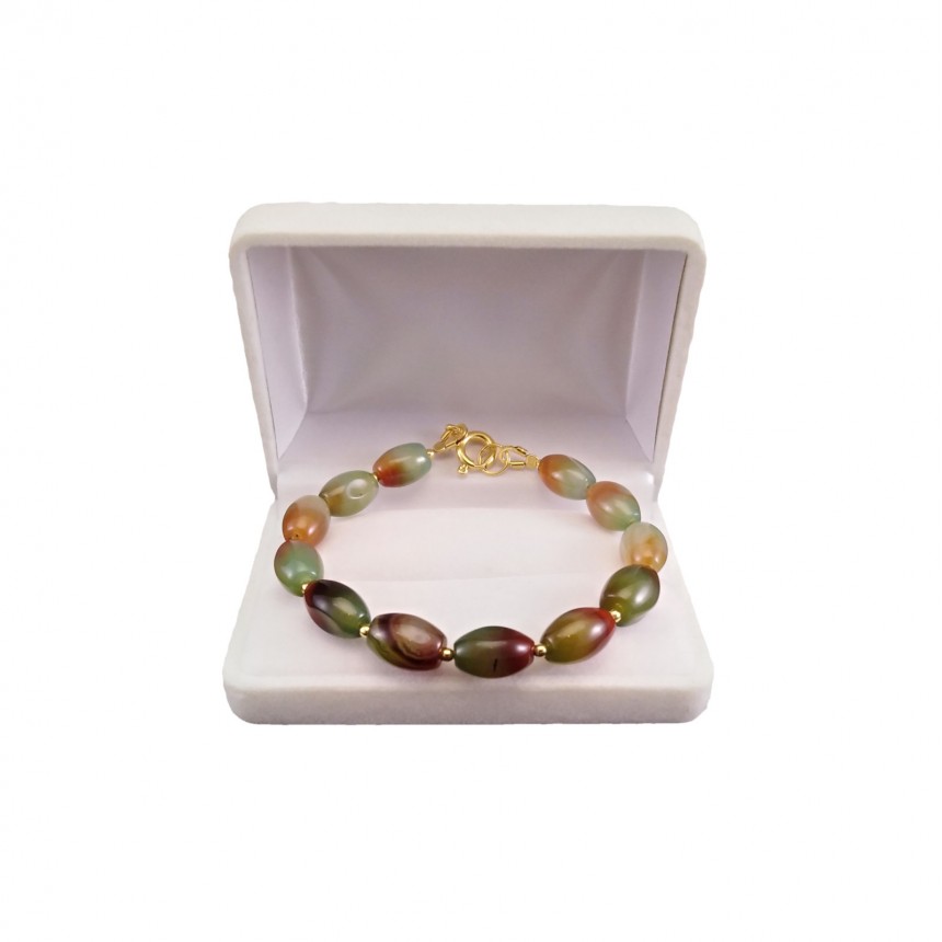 Bracelet colorful agates with gold-plated elements 19 cm KB30 