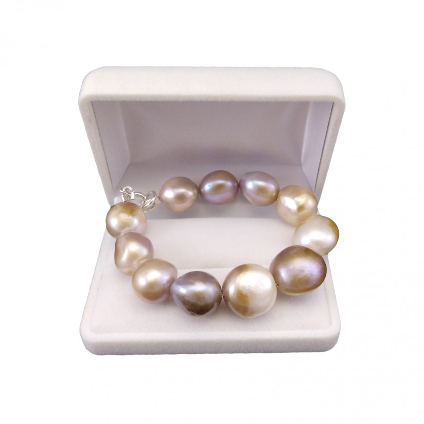 Bracelet with real baroque pearls 19 or 20 cm PB01