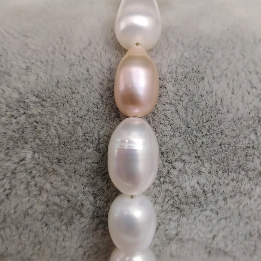 Bracelet made of real rice pearls combination of white and pink 19 or 20 cm PB08/35