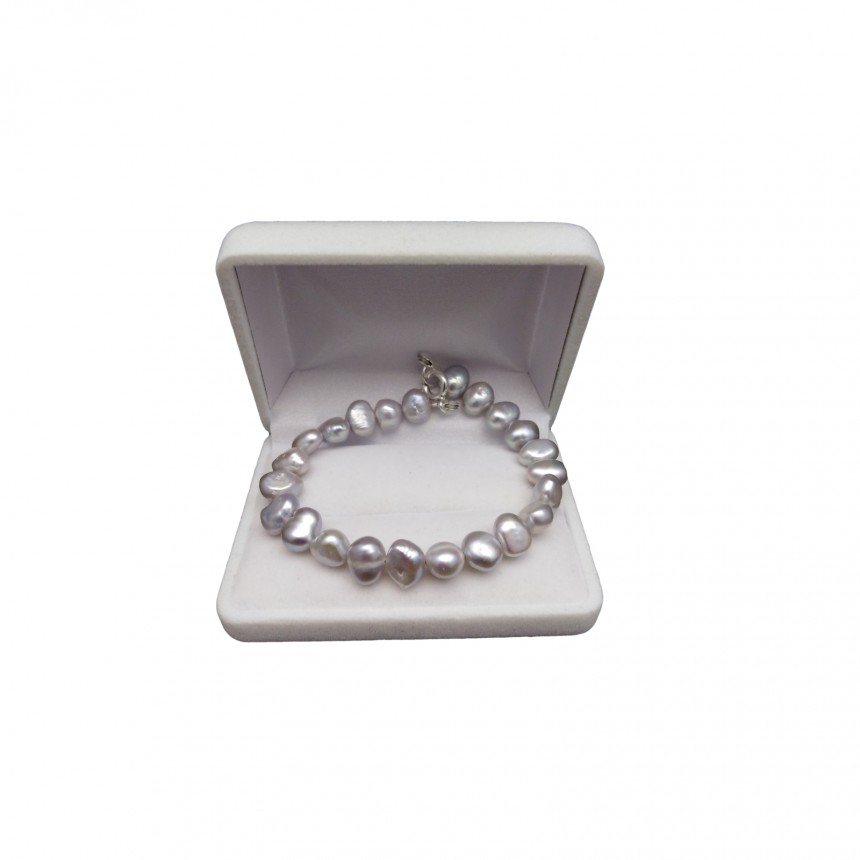 Silver bracelet with real freshwater pearls 18, 19 or 20 cm PB10-C