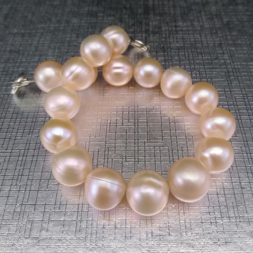 Classic bracelet made of real round pink pearls 19, 20 or 21 cm PB13-C