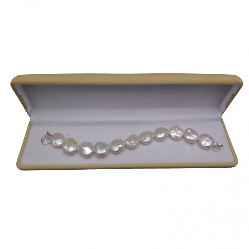 Bracelet made of real white pearls coin 19 or 20 cm PB21-A
