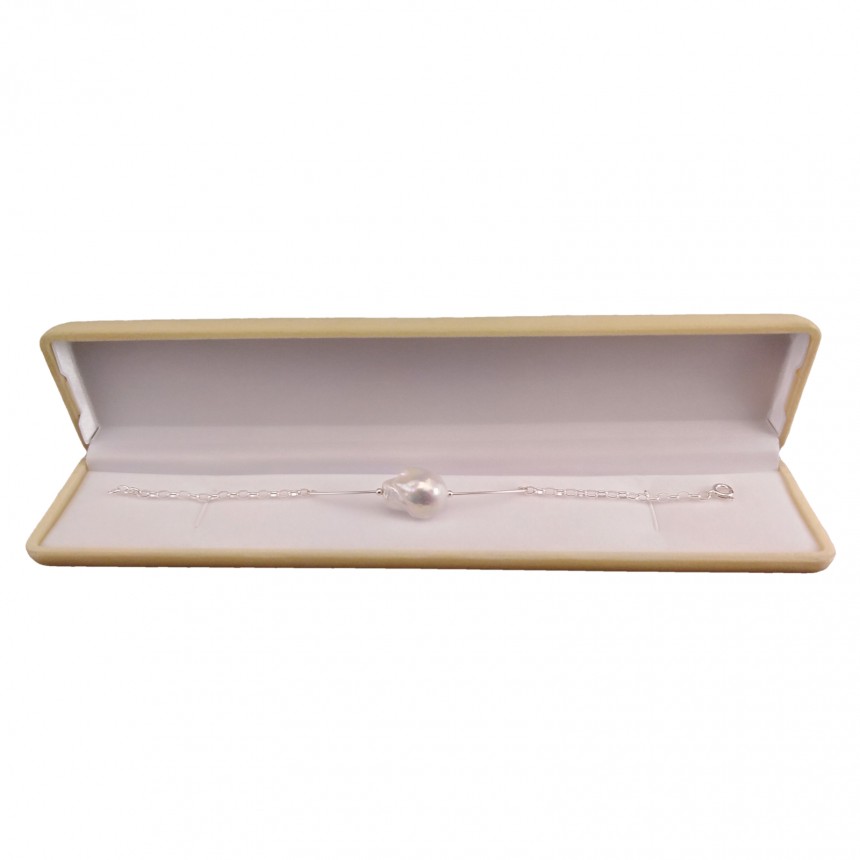 Bransoletka z prawdziwych pereł białych hiu 19 cm PB24