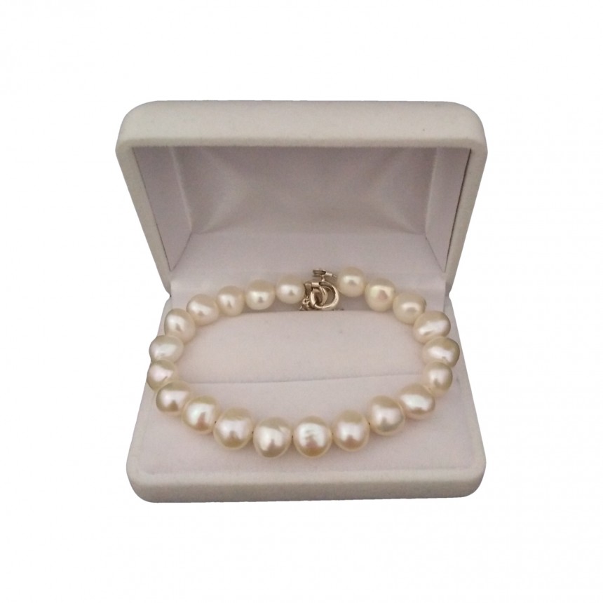 Bracelet with real white corn pearls 19 or 20 cm PB32