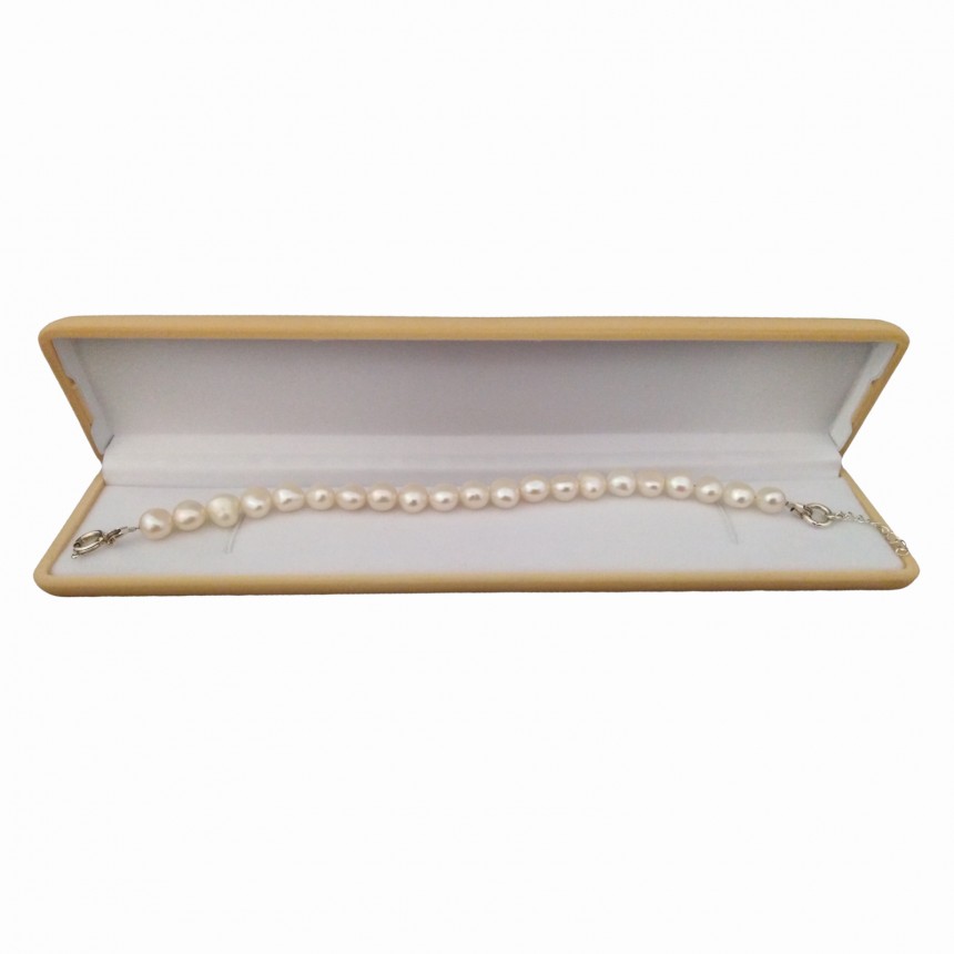 Bracelet with real white corn pearls 19 or 20 cm PB32