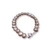 Silver bracelet with real pink pearls corn 19 or 20 cm PB38-A
