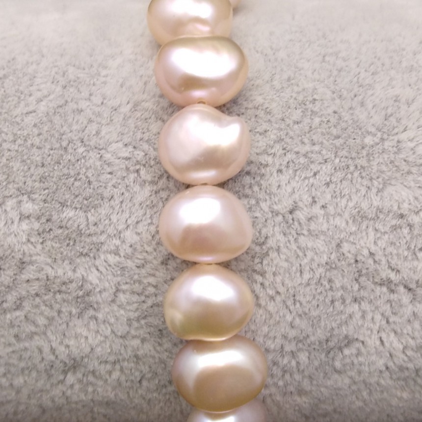 Silver bracelet with real pink pearls corn 19 or 20 cm PB38-A