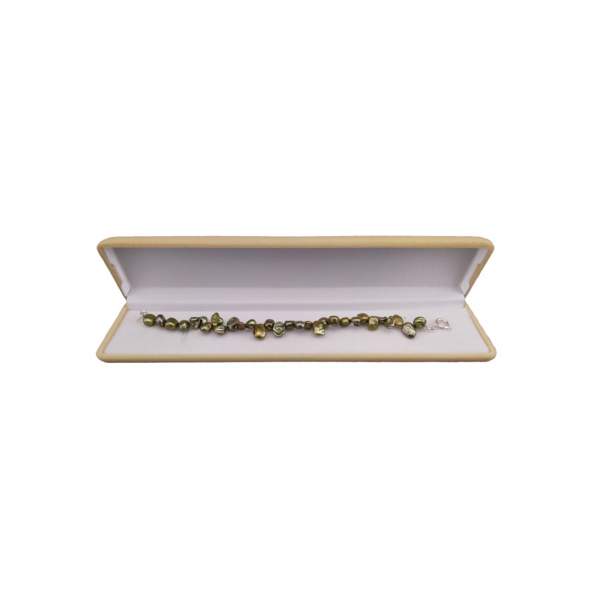 Bracelet made of real irregular green pearls 18, 19 lub 20 cm PB40-C
