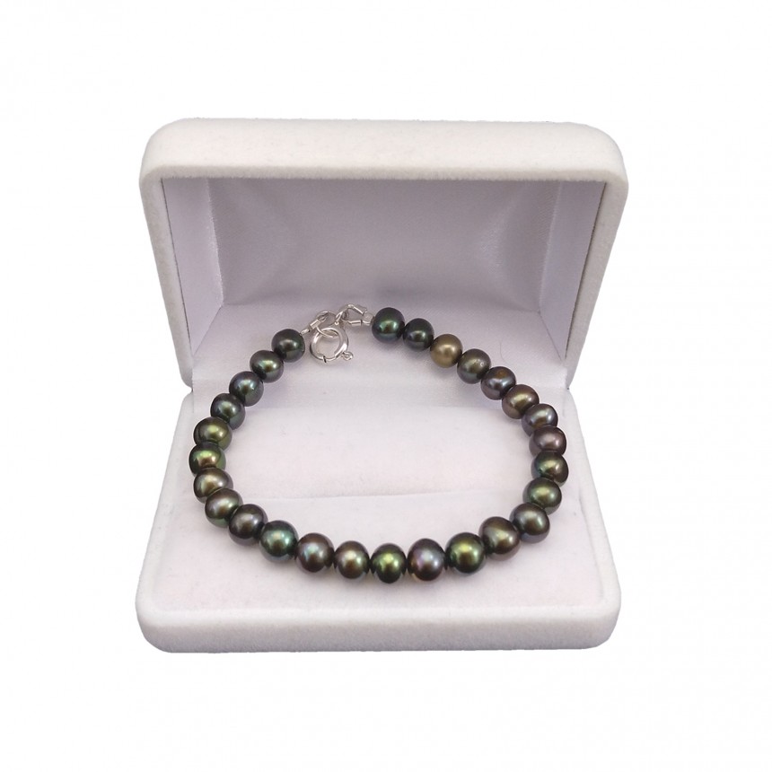 Bracelet made of real round pearls 19 or 20 cm PB44 