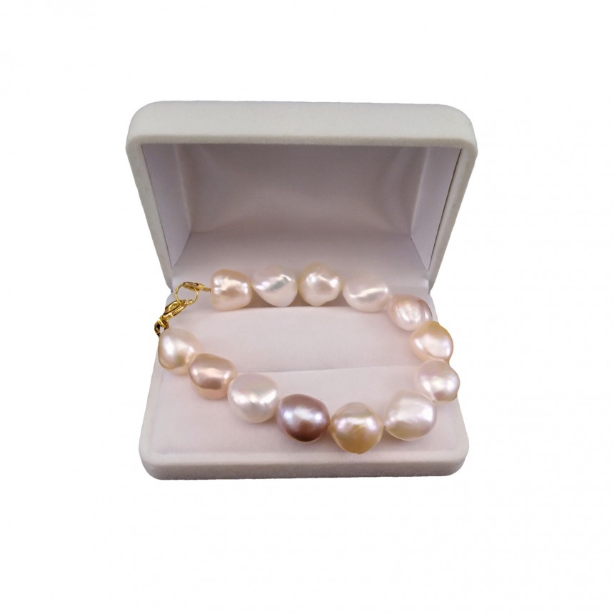 Multicolor bracelet with 19 cm baroque pearls PBP07
