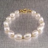 Bracelet made of natural white corn pearls with silver elements 19, 20 or 21 cm PBP80-A