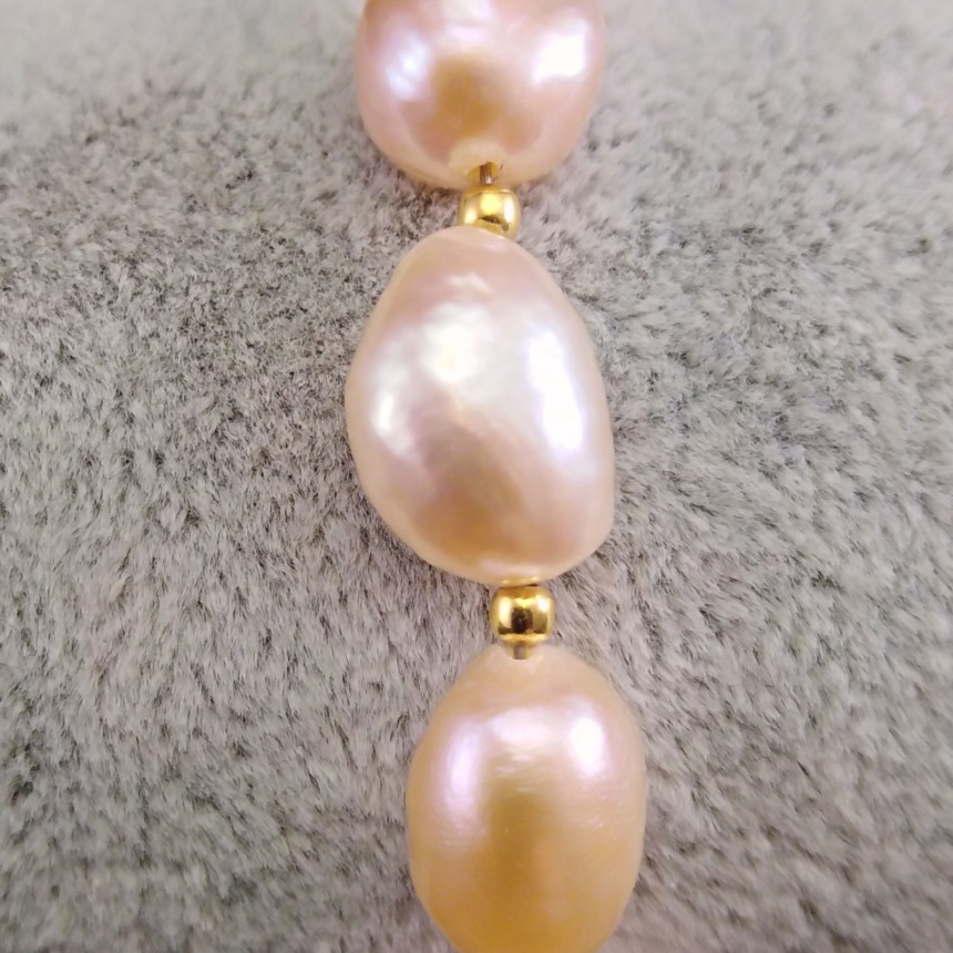 Real pink corn pearl bracelet with silver elements 19, 20 or 21 cm PBP80-B