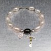 Bracelet ten rosary beads with white rice pearls 21 cm PRB45