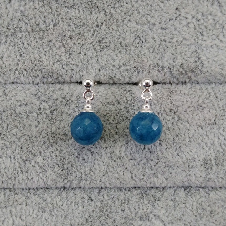 Turquoise faceted jade earrings on a KK20 stick