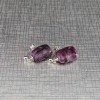 Earrings made of purple rectangular agates on a silver stick KK21