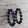 Silver earrings with lapis lazuli stone with decorative balls 6.5 cm KK28