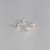Silver earrings with real white pearls 4.5 - 5 mm on stick PK03 