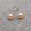 Classic earrings with pink pearls 7 - 8 mm on a silver stick PK04-B