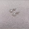Silver earrings with white pearls 5 - 5.5 mm on stick PK06-A
