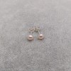 Silver earrings with pink 6-6.5 mm pearls on the stick PK07-C