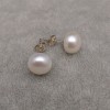 Silver earrings with real white pearls 10 - 10,5 mm stick PK08-A