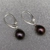 Earrings with real black pearls on English ear wire PK20-D