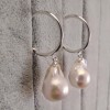 Earrings with natural white pearls 15 - 19 mm PK24 