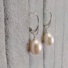 Earrings with natural white pearls 12 - 13 mm English earwires PK25 