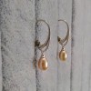 Earrings with natural pink pearls 6 - 8 mm on silver English earwires PK27 