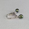 Earrings with real green pearls 6 - 7 mm on English earwires PK33 