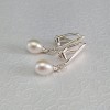 Clips with real white pearls 7 - 8.5 mm PKK38 