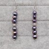 Hanging earrings with graphite pearls corn 8 - 9 mm with cubic zirconia 7 cm PKW10-D