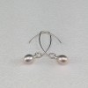 Silver earrings with real pearls on open ear wire PKW17-1