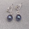 Silver clips with purple pearls tears 10 mm PKK16