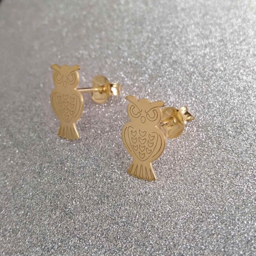 Silver gilded owl earrings SK16M