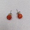 Silver earrings round red zirconia SKK18