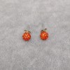 Silver earrings round red zirconia SKK18