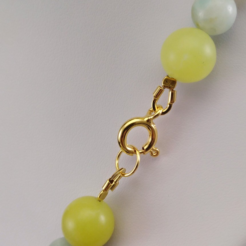 Green jade and amazonite necklace with gold-plated clasp 55 cm KN23MIX