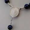 Rosary of stones lapis lazuli with Saint. Benedict KRN28