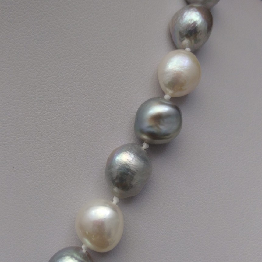 Necklace with real pearls, long cord 160 cm - mix color PEG03-A