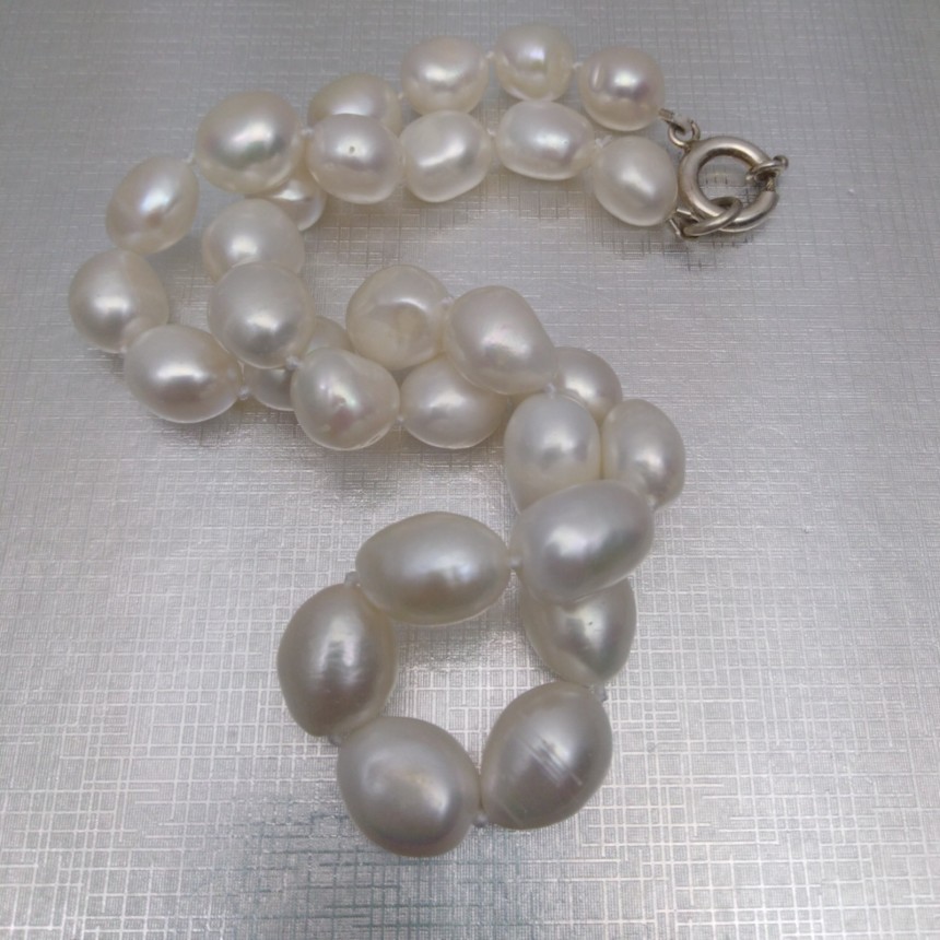 Necklace of real white pearls baroque PES3901A17A
