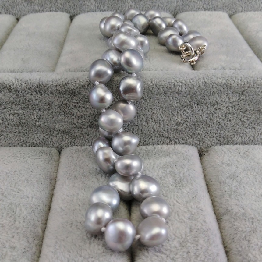 Naszyjnik z prawdziwych pereł srebrnych corn PNS03