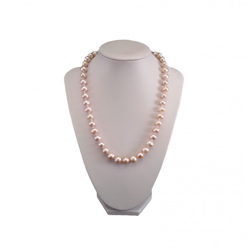 Necklace made of real round pearls, blue pink 48 cm PNS15 