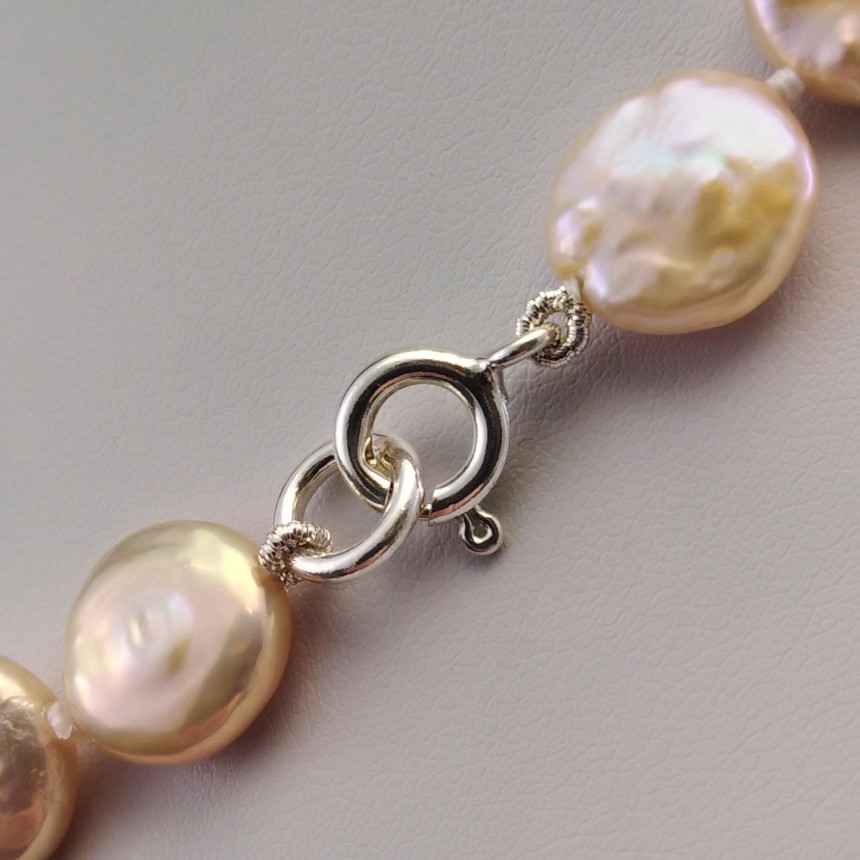 Real pink pearl necklace coin 44,5 cm PNS21-D 