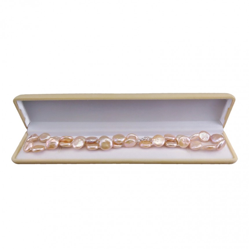 Real pink pearl necklace coin 44,5 cm PNS21-D 