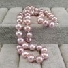 Silver necklace made of real round pearls, pink color 48 cm PNS29-B 