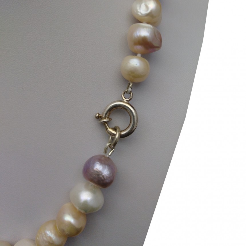 Necklace with real pearls baroque color mix 46 cm PNS51